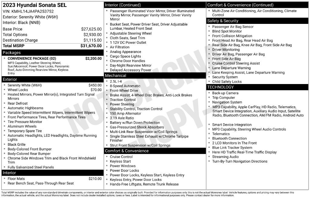 Used 2023 Hyundai Sonata SEL w/ Convenience Package FWD image 32