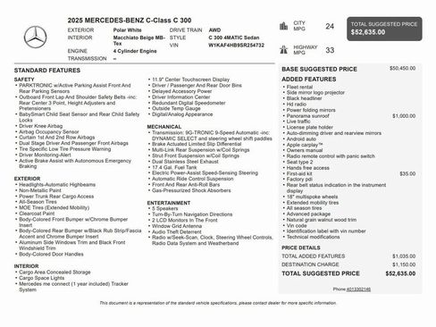 Used 2025 Mercedes-Benz C 300 4MATIC Sedan image 7