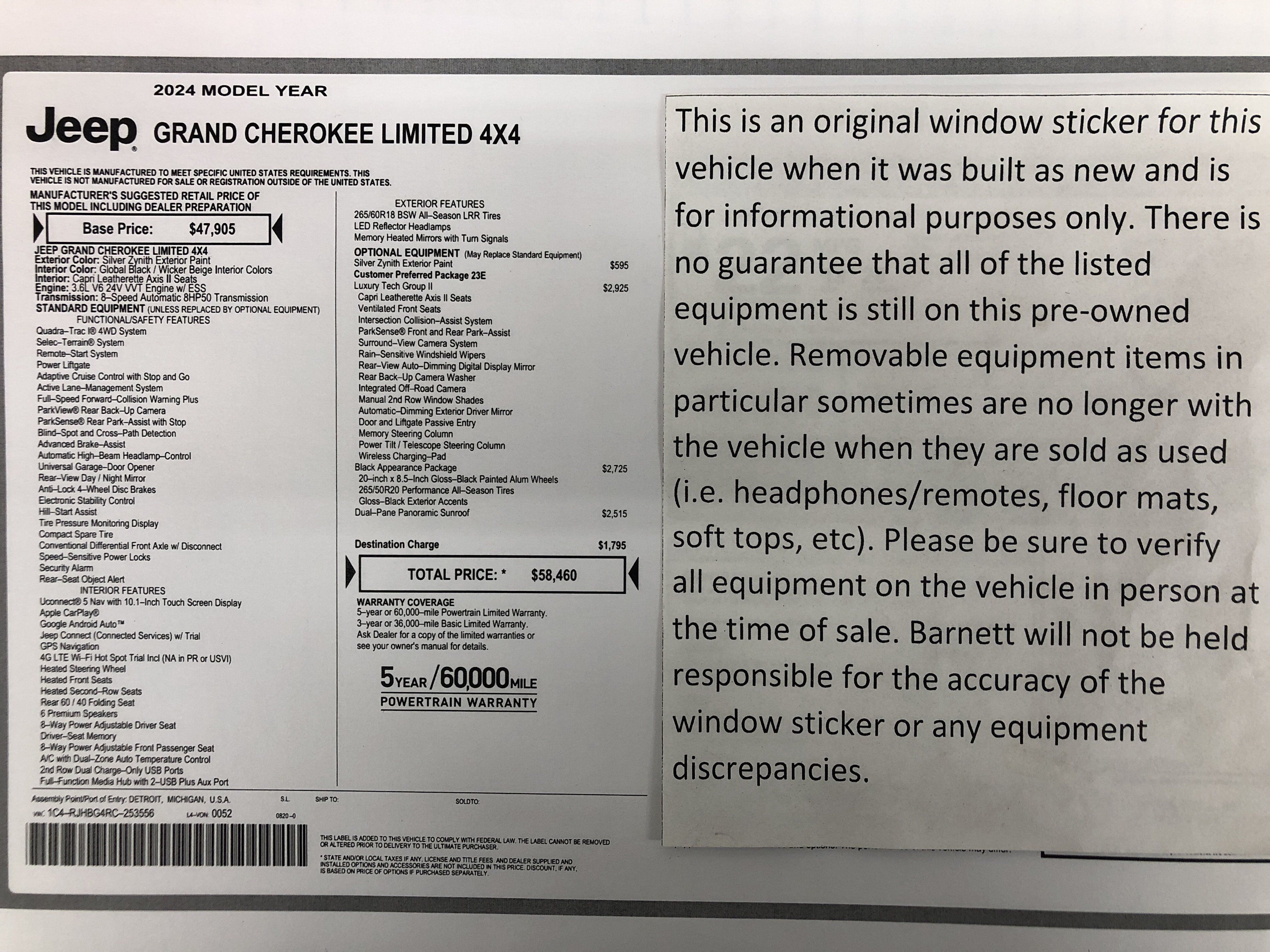 Certified 2024 Jeep Grand Cherokee Limited w/ Luxury Tech Group II AWD/4WD image 2