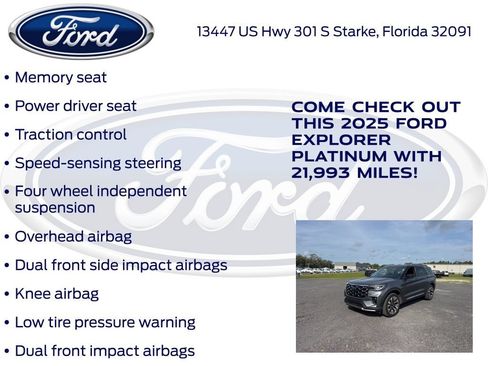 Certified 2025 Ford Explorer Platinum w/ LUX Leather Package AWD/4WD image 24