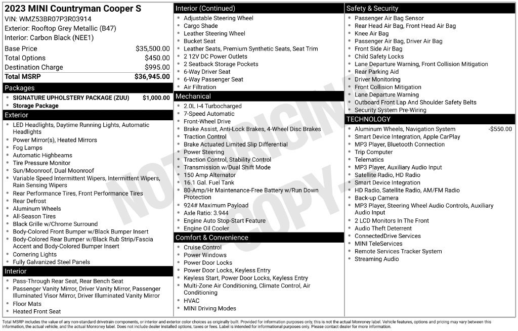Used 2023 MINI Cooper Countryman S w/ Signature Upholstery Package FWD image 9