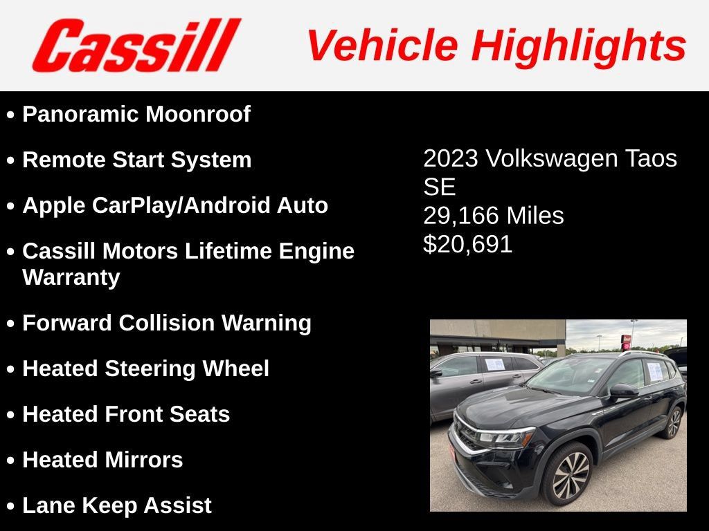 Used 2023 Volkswagen Taos SE w/ Panoramic Sunroof Package FWD image 3