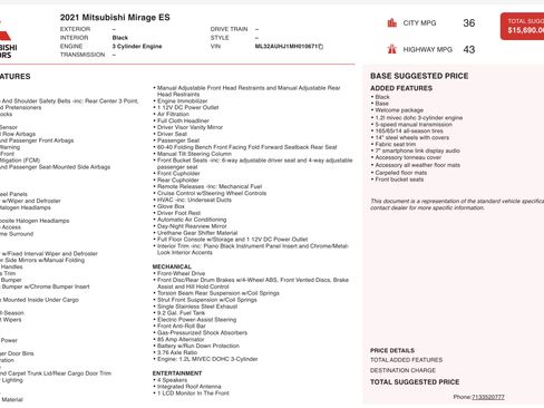 Used 2021 Mitsubishi Mirage ES image 4