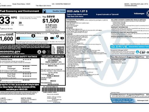 Used 2025 Volkswagen Jetta S FWD image 2