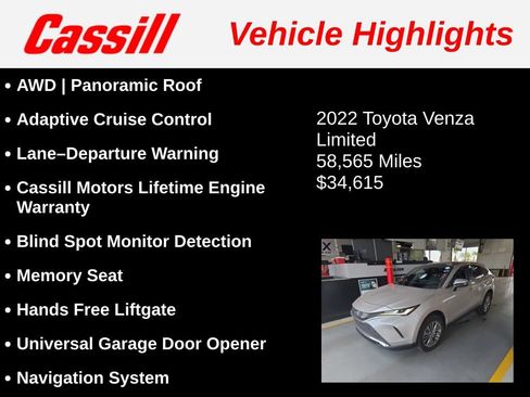 Used 2022 Toyota Venza Limited w/ Advanced Technology Package AWD/4WD image 3