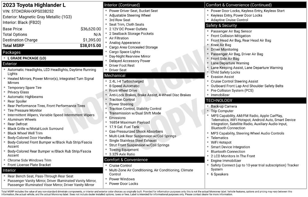 Used 2023 Toyota Highlander L FWD image 19