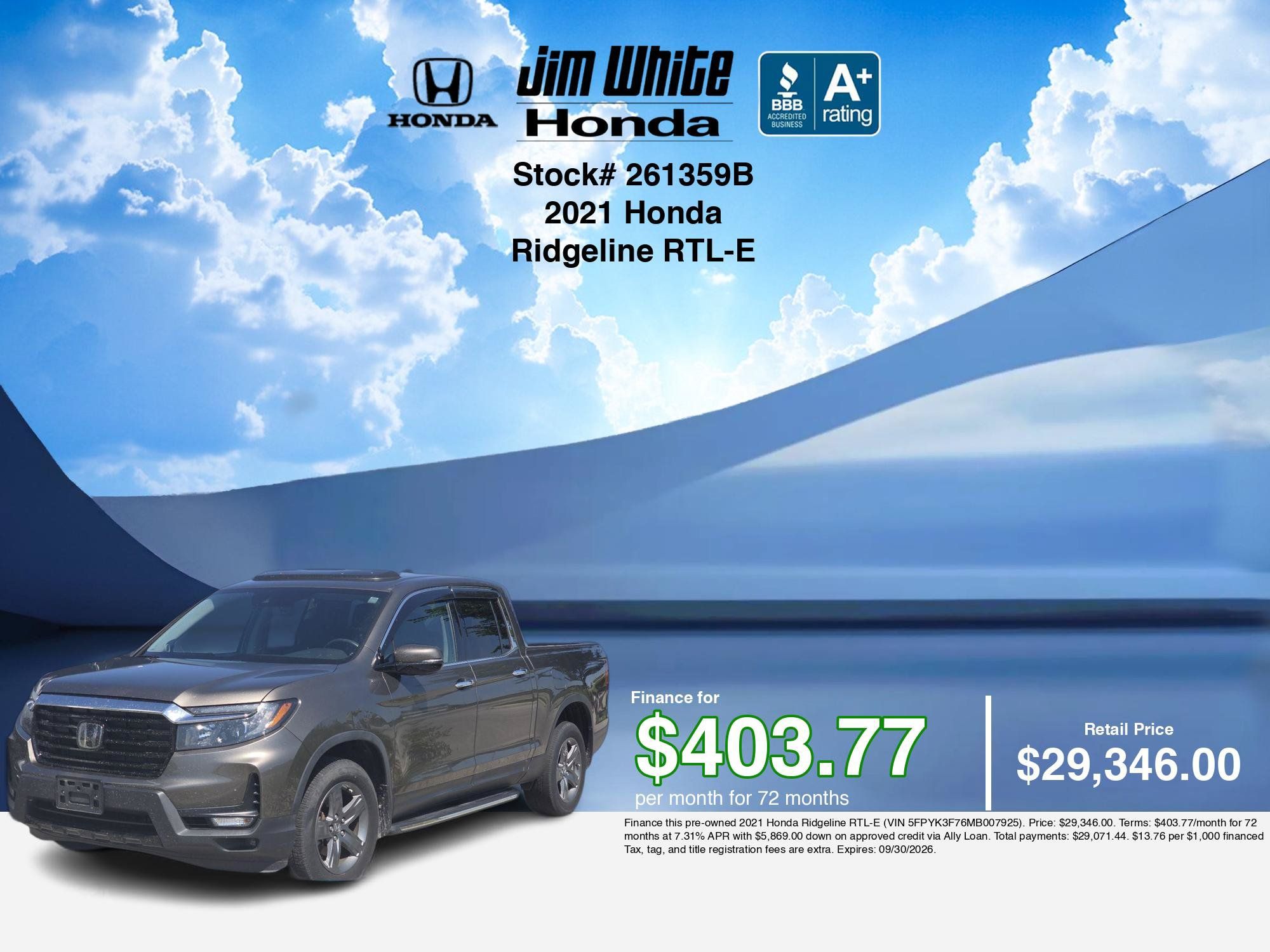 Certified 2021 Honda Ridgeline RTL-E image 34
