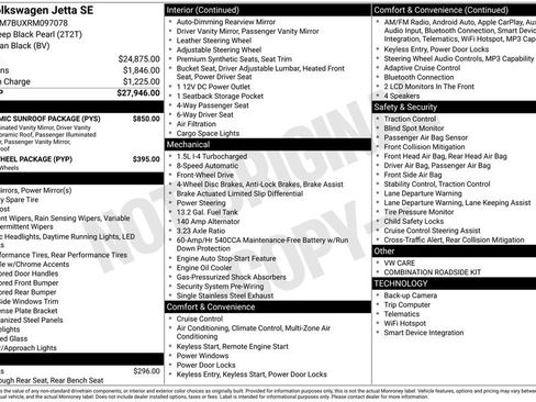 Used 2024 Volkswagen Jetta SE w/ Panoramic Sunroof Package FWD image 29