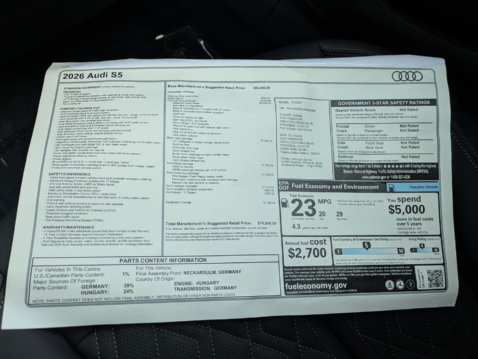 New 2026 Audi S5 Premium Plus AWD/4WD image 18