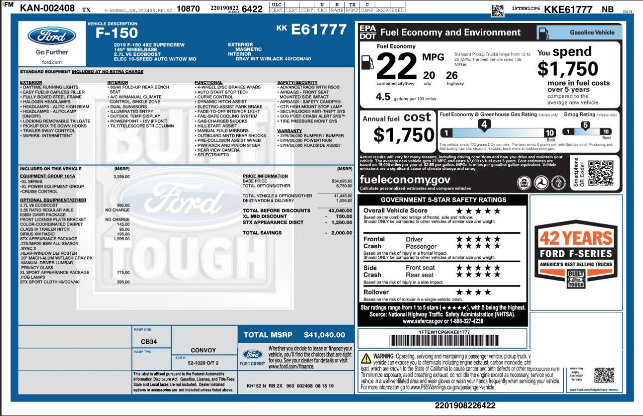 Used 2019 Ford F150 XL w/ Equipment Group 101A Mid RWD image 4