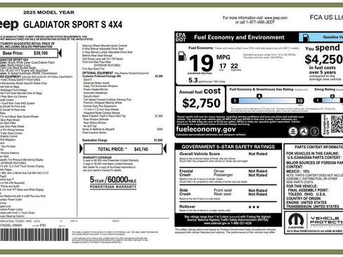 Used 2025 Jeep Gladiator Sport image 3