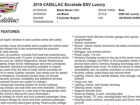 Used 2019 Cadillac Escalade ESV Luxury RWD image 18