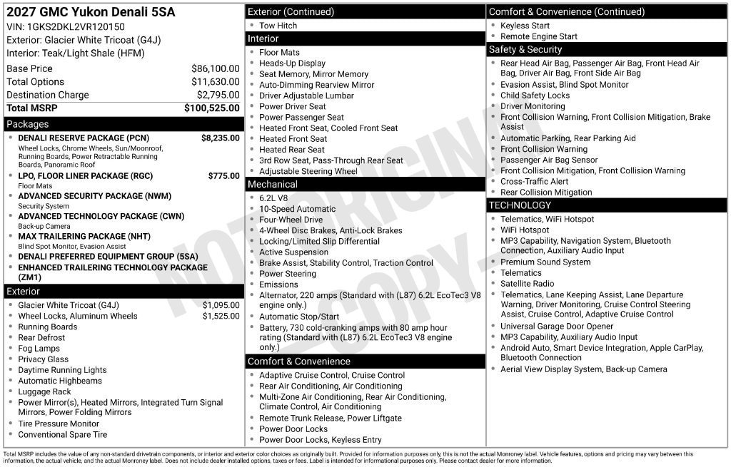 New 2027 GMC Yukon Denali w/ Denali Reserve Package AWD/4WD image 4