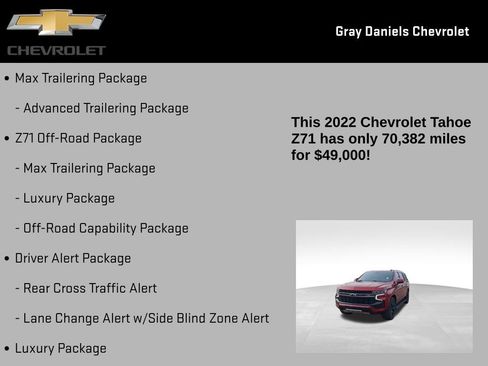 Certified 2022 Chevrolet Tahoe Z71 w/ Z71 Off-Road Package image 21