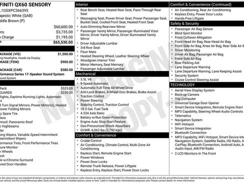 Used 2023 INFINITI QX60 Sensory w/ Vision Package AWD/4WD image 3