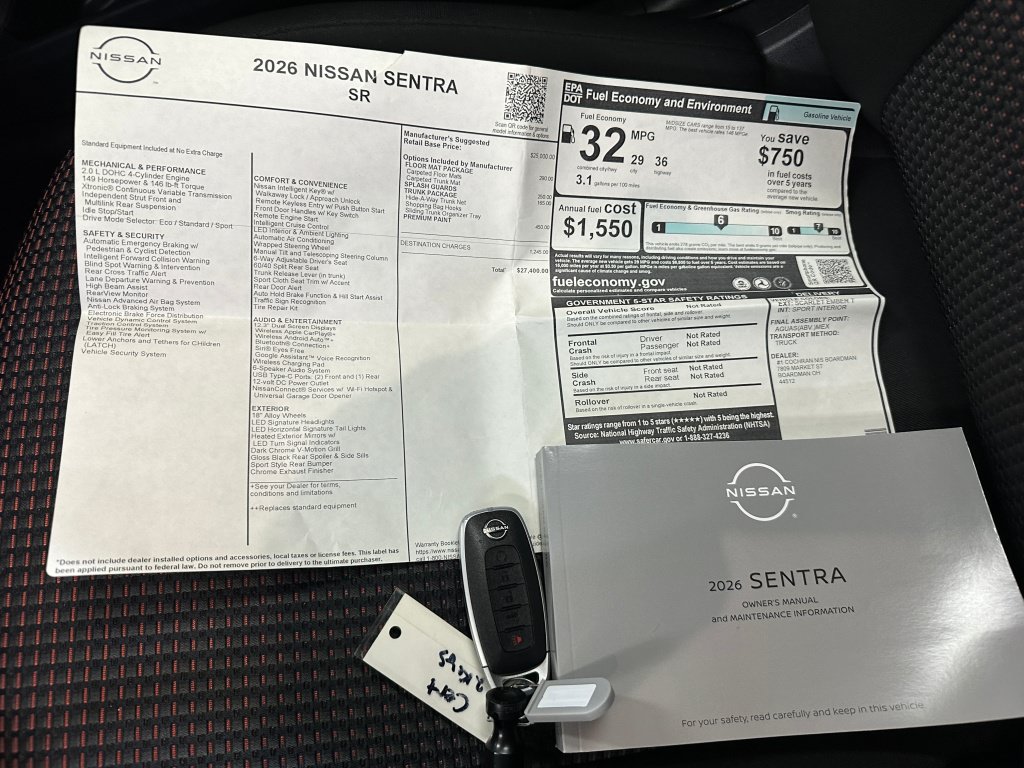Used 2026 Nissan Sentra SR w/ Floor Mat Package FWD image 4