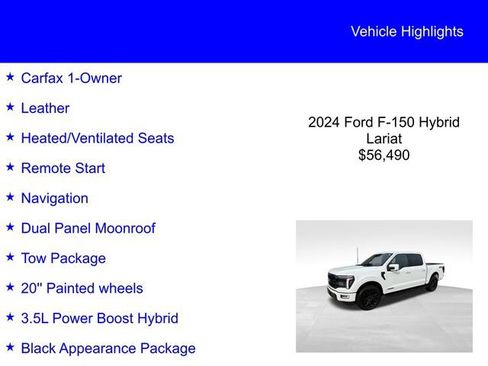 Used 2024 Ford F150 Lariat w/ Bed Utility Package AWD/4WD image 2