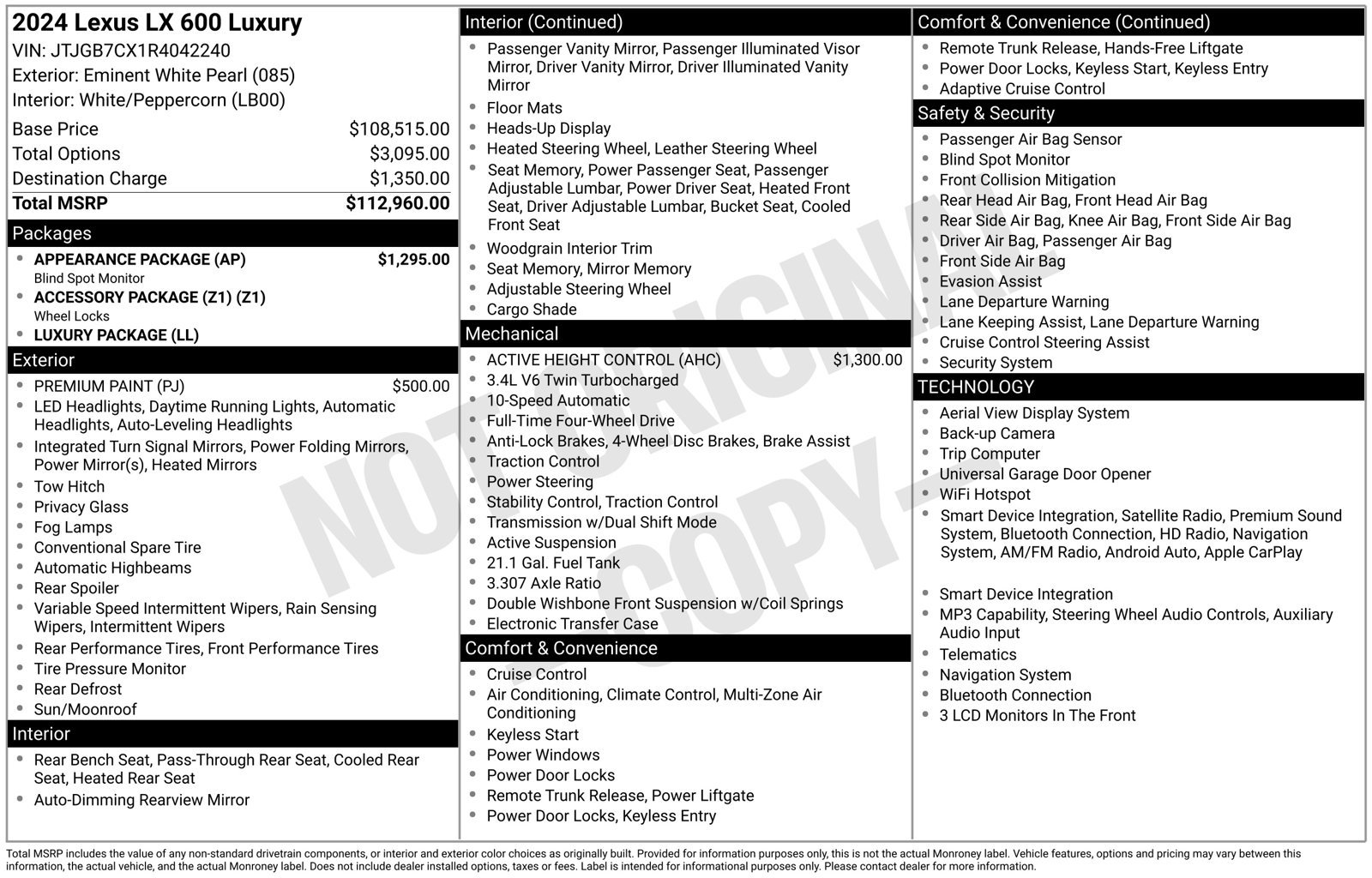 Used 2024 Lexus LX 600 4WD w/ Appearance Package image 4