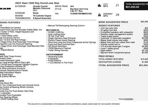 Used 2021 RAM 1500 Big Horn AWD/4WD image 3