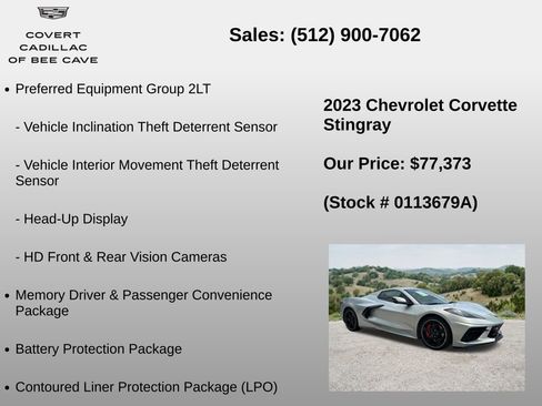 Used 2023 Chevrolet Corvette Stingray Preferred Conv w/ Z51 Performance Package RWD image 18