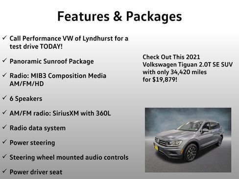 Used 2021 Volkswagen Tiguan SE w/ Panoramic Sunroof Package AWD/4WD image 4