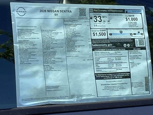New 2026 Nissan Sentra SV w/ SV Convenience Package FWD image 2