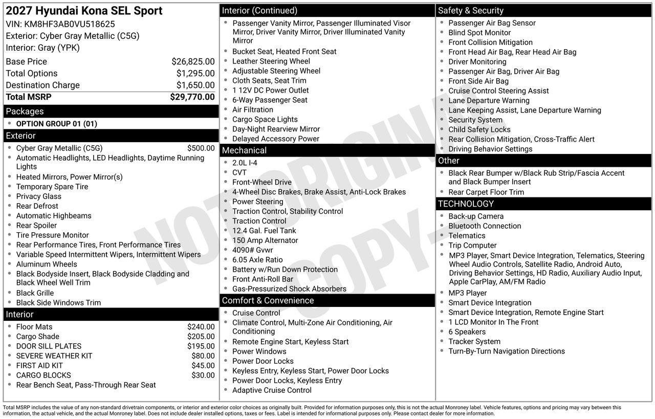 New 2027 Hyundai Kona SEL Sport FWD image 31