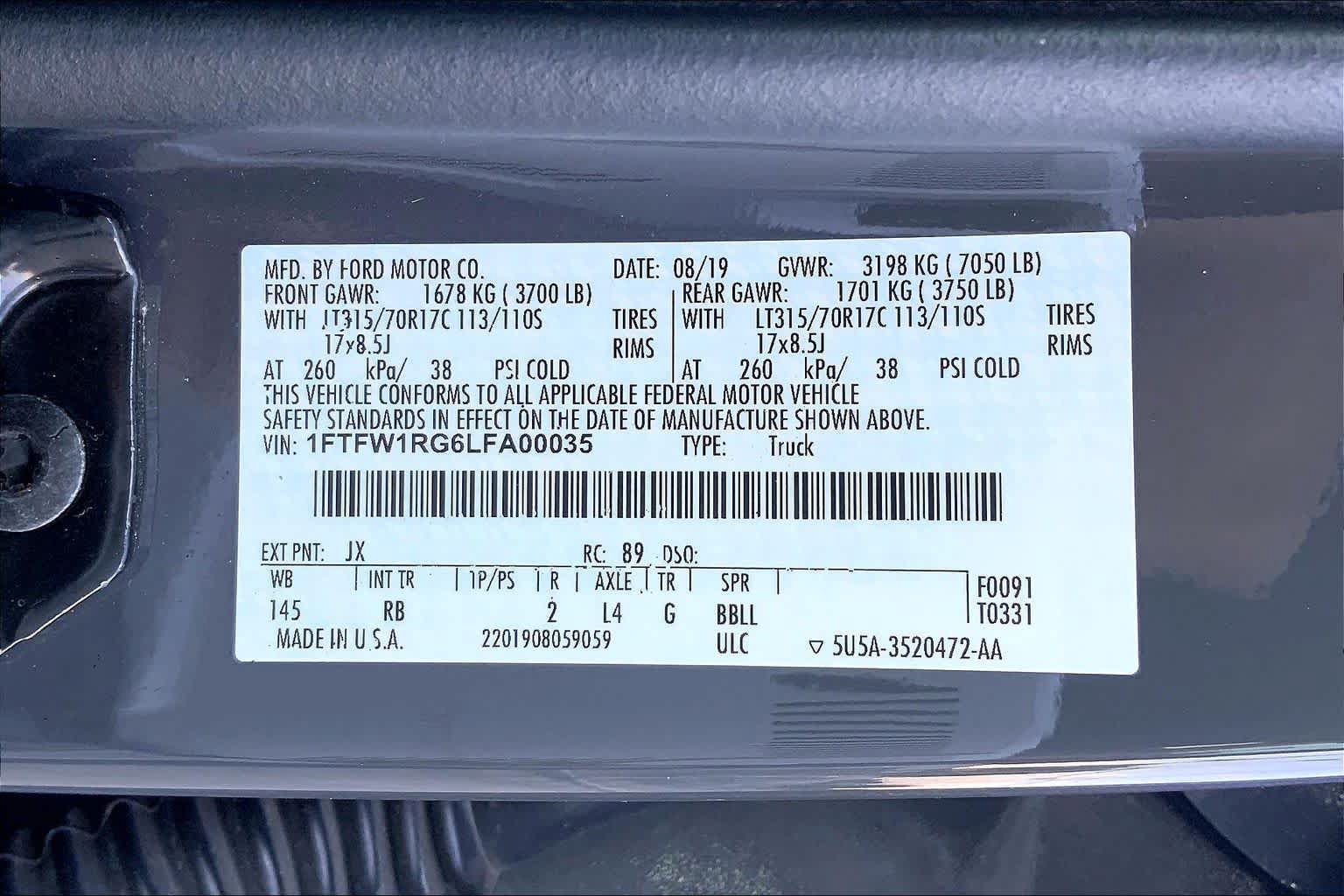 Used 2020 Ford F150 Raptor w/ Equipment Group 801A Mid AWD/4WD image 37