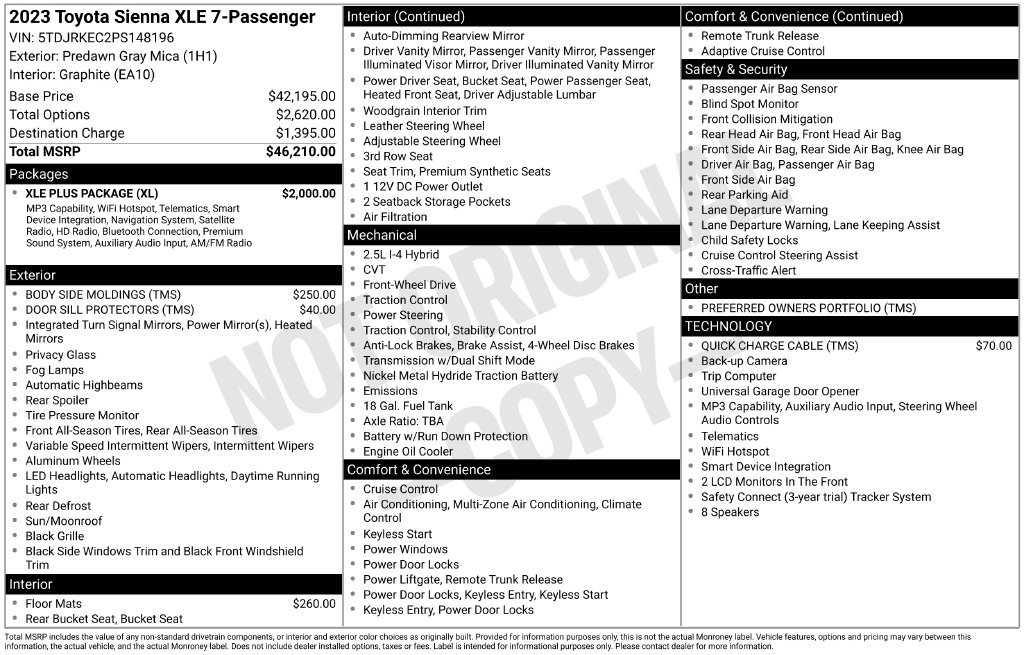 Used 2023 Toyota Sienna XLE w/ XLE Plus Package FWD image 7