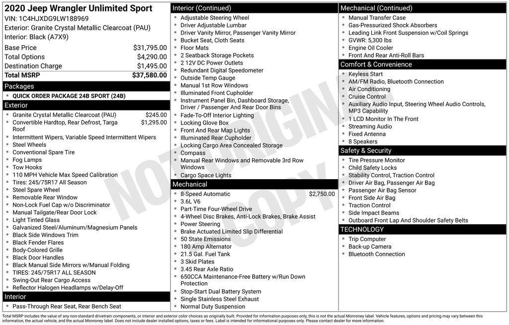 Used 2020 Jeep Wrangler Unlimited Sport AWD/4WD image 29