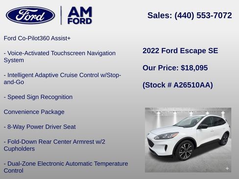 Used 2022 Ford Escape SE w/ SE Sport Appearance Package AWD/4WD image 12