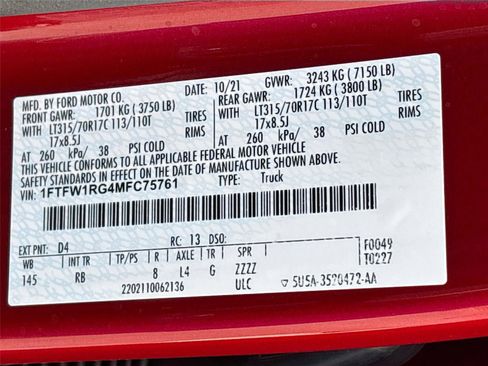 Used 2021 Ford F150 Raptor w/ Equipment Group 801A High AWD/4WD image 37