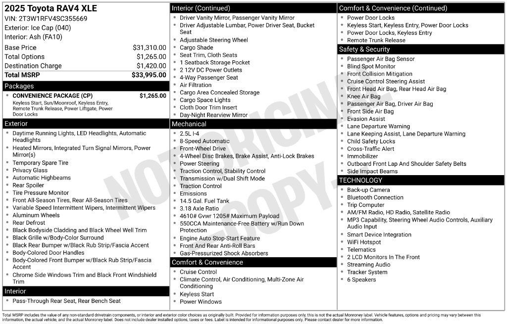 Used 2025 Toyota RAV4 XLE w/ Convenience Package FWD image 6
