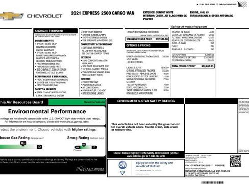 Used 2021 Chevrolet Express 2500 135''WB Low Roof 6.6L V8 Miniv w/ Driver Convenience Package image 3
