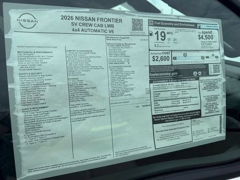 New 2026 Nissan Frontier SV w/ SV Convenience Package AWD/4WD image 34