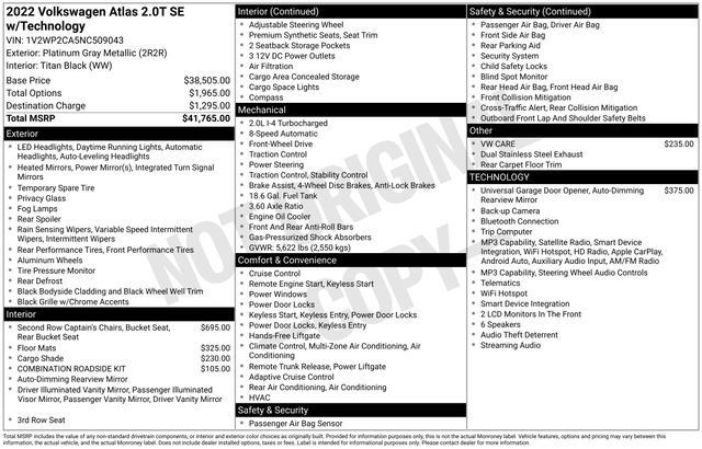 Used 2022 Volkswagen Atlas SE FWD image 17