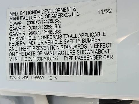 Certified 2022 Honda Accord Sport image 27