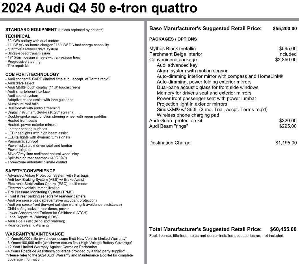 Used 2024 Audi Q4 e-tron Premium w/ Convenience Package AWD/4WD image 3