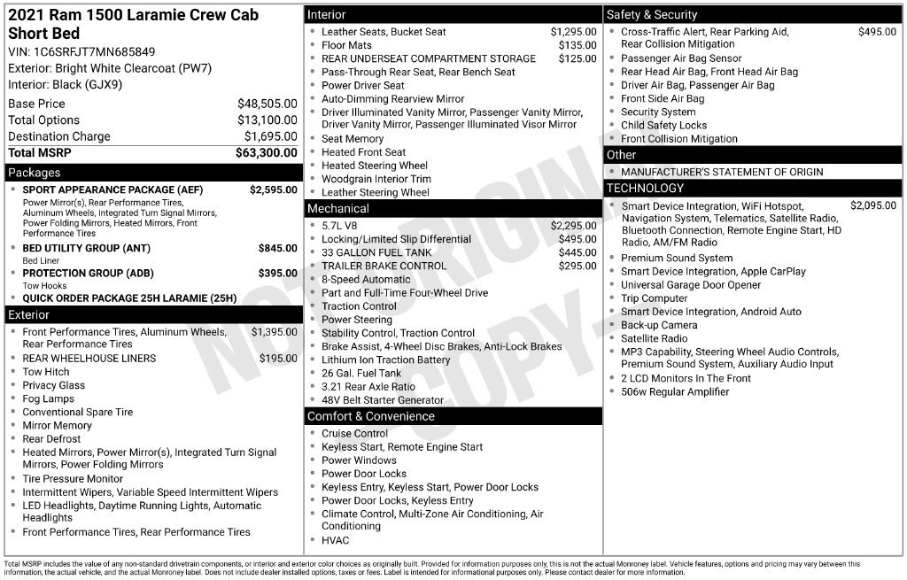 Used 2021 RAM 1500 Laramie w/ Sport Appearance Package AWD/4WD image 2