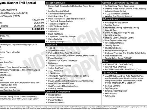 Certified 2021 Toyota 4Runner Trail Special Edition AWD/4WD image 36