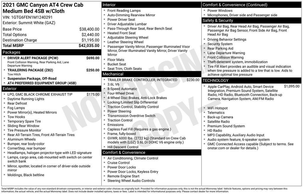 Used 2021 GMC Canyon AT4 w/ Driver Alert Package AWD/4WD image 5