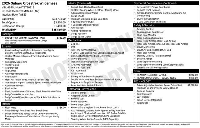 New 2026 Subaru Crosstrek 2.5i Wilderness w/ Crosstrek Mirror Package AWD/4WD image 2