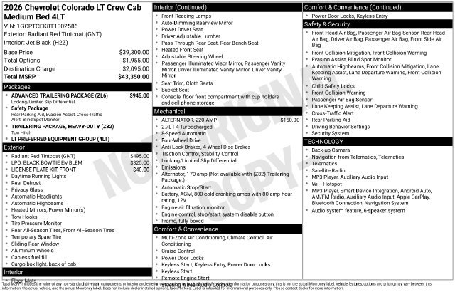 New 2026 Chevrolet Colorado LT w/ Advanced Trailering Package AWD/4WD image 25