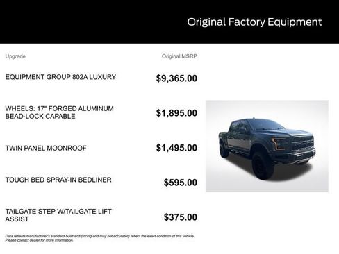 Certified 2019 Ford F150 Raptor w/ Equipment Group 802A Luxury AWD/4WD image 10