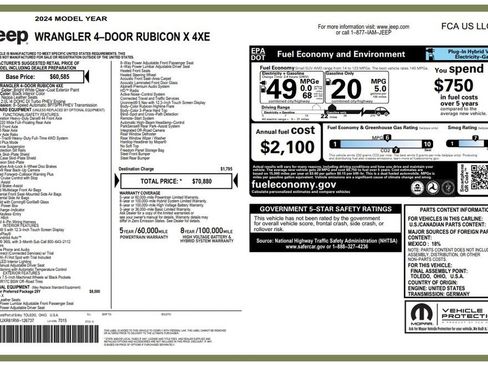 Used 2024 Jeep Wrangler Unlimited Rubicon 4xe AWD/4WD image 5