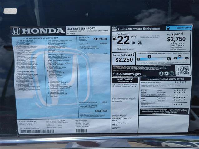 New 2026 Honda Odyssey Sport-L image 25
