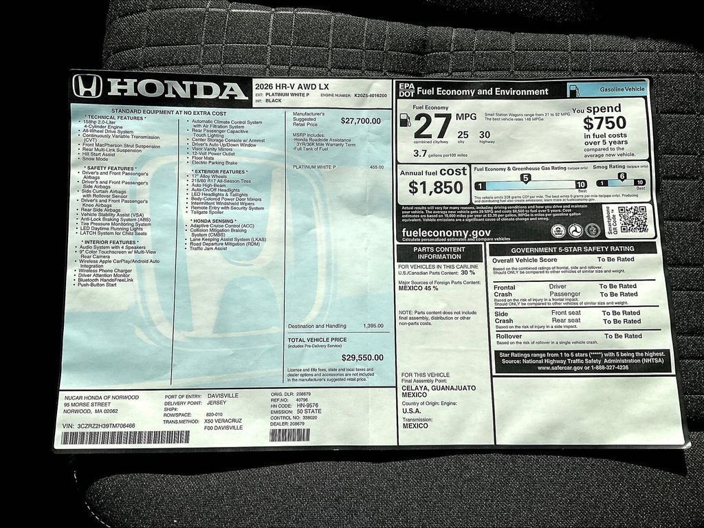 New 2026 Honda HR-V LX image 18