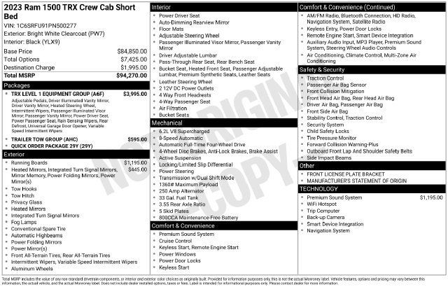 Used 2023 RAM 1500 TRX w/ TRX Level 1 Equipment Group AWD/4WD image 31