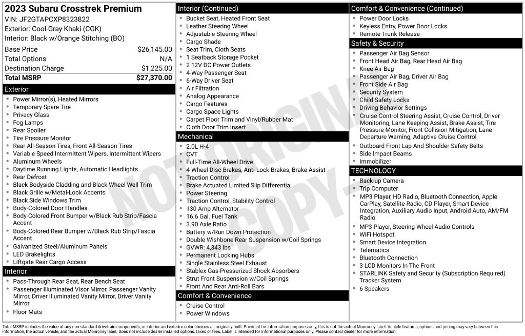Certified 2023 Subaru Crosstrek 2.0i Premium AWD/4WD image 33