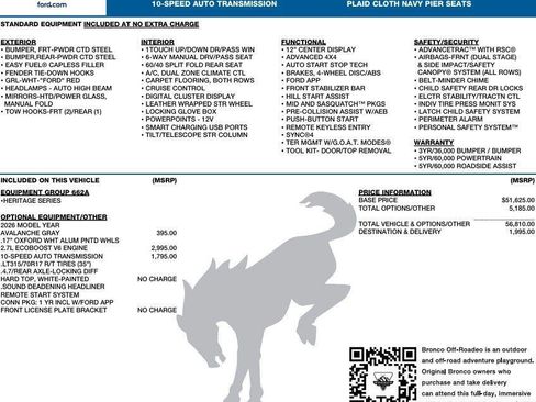 New 2026 Ford Bronco Heritage Edition AWD/4WD image 2